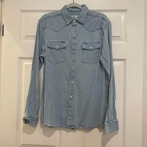Poncho Denim Long Sleeve Button Down Shirt
